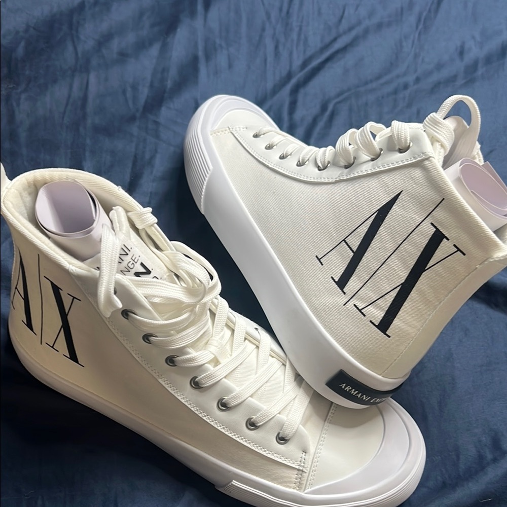 Armani Exchange White Boat Shoes with Sleek Design